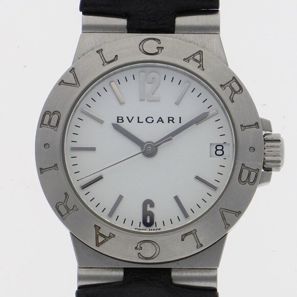 WATCH BVLGARI LCV29S Diagono white SS/leather QZ - Picture 1 of 7